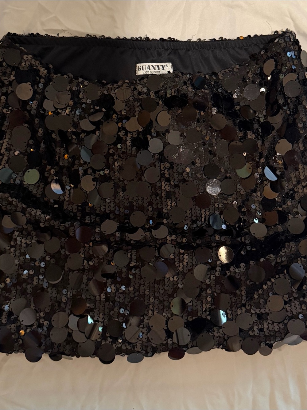 Black Sequin Mini Skirt